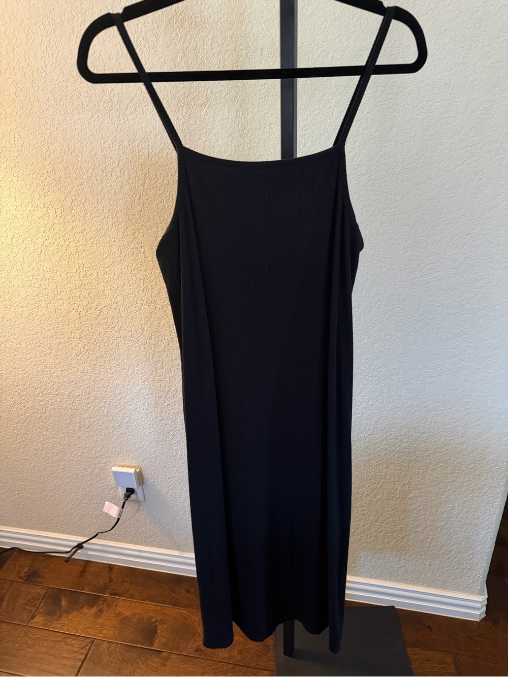 Women's Black Spaghetti-Strap Midi Dress